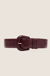 Oxblood Croc-Embossed Waist Belt