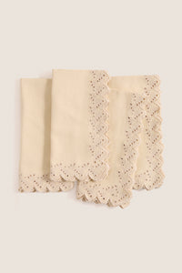 Khaki Eyelet Embroidered Napkins Set of 4