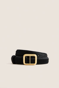 Black Calf Hair and Gold Georgia Wide Belt