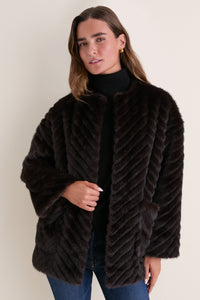 Brown Chevron Fur Isabella Coat