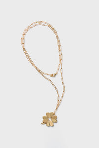 Gold Double Wrap Necklace with Luck and Love Clover