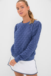 Indigo Puff Sleeve Quilted Stretch Campbell Pullover