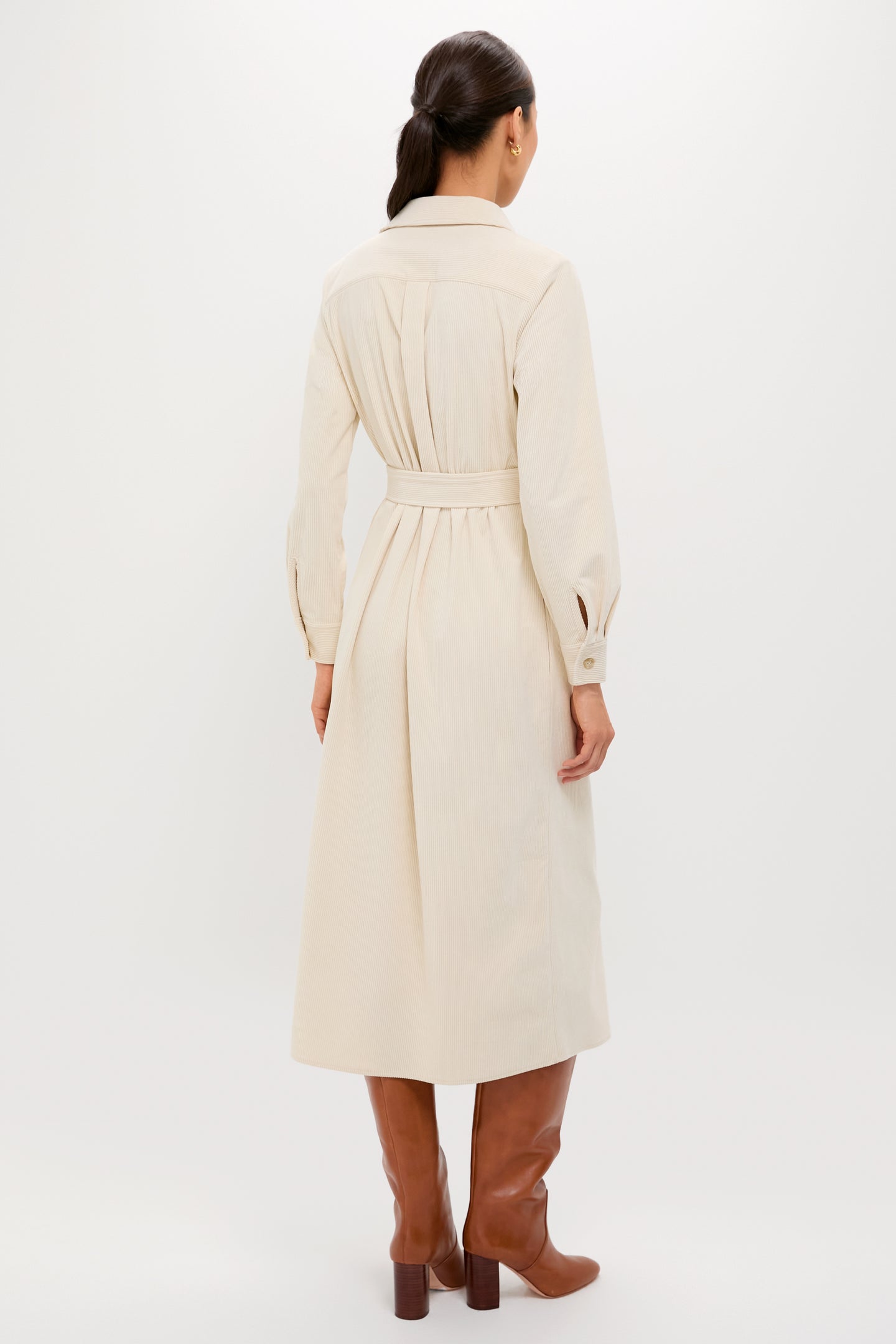 Cream Wide Wale Corduroy Tara Shirt Dress