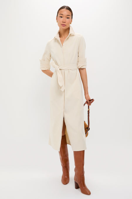 Cream Wide Wale Corduroy Tara Shirt Dress