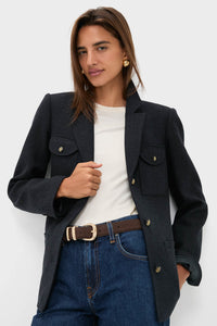 Navy Tweed Military Blazer