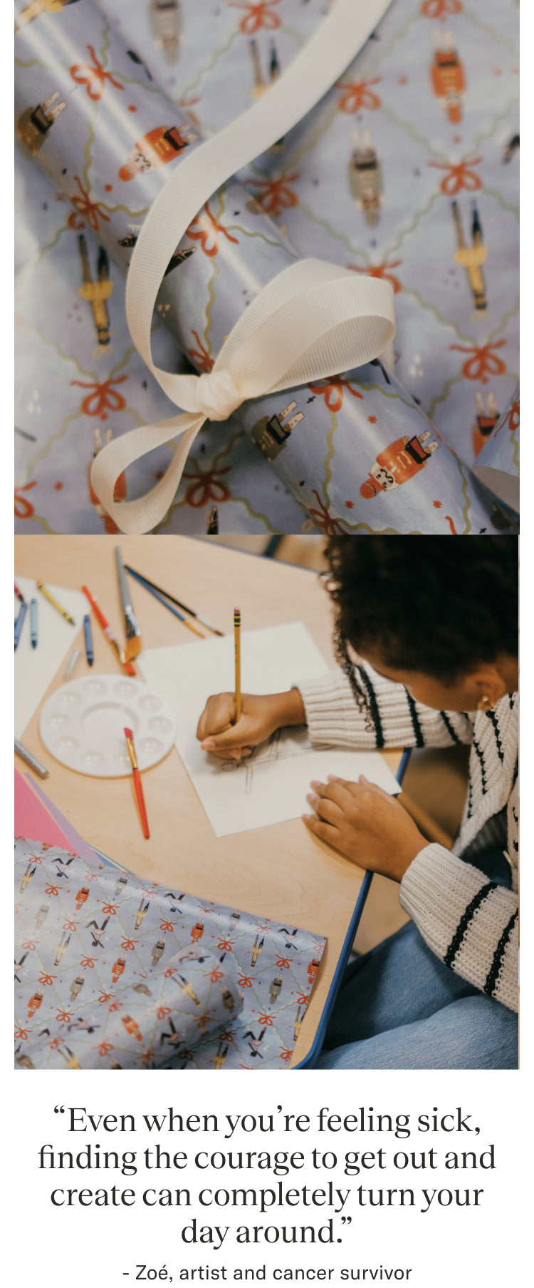 Children's National wrapping paper. Girl drawing.