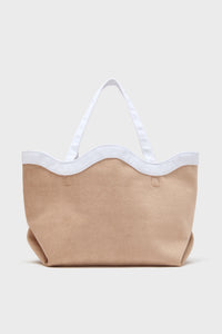 Sand and White Terrycloth August Tote