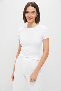 White Pointelle Slim Fit Tee