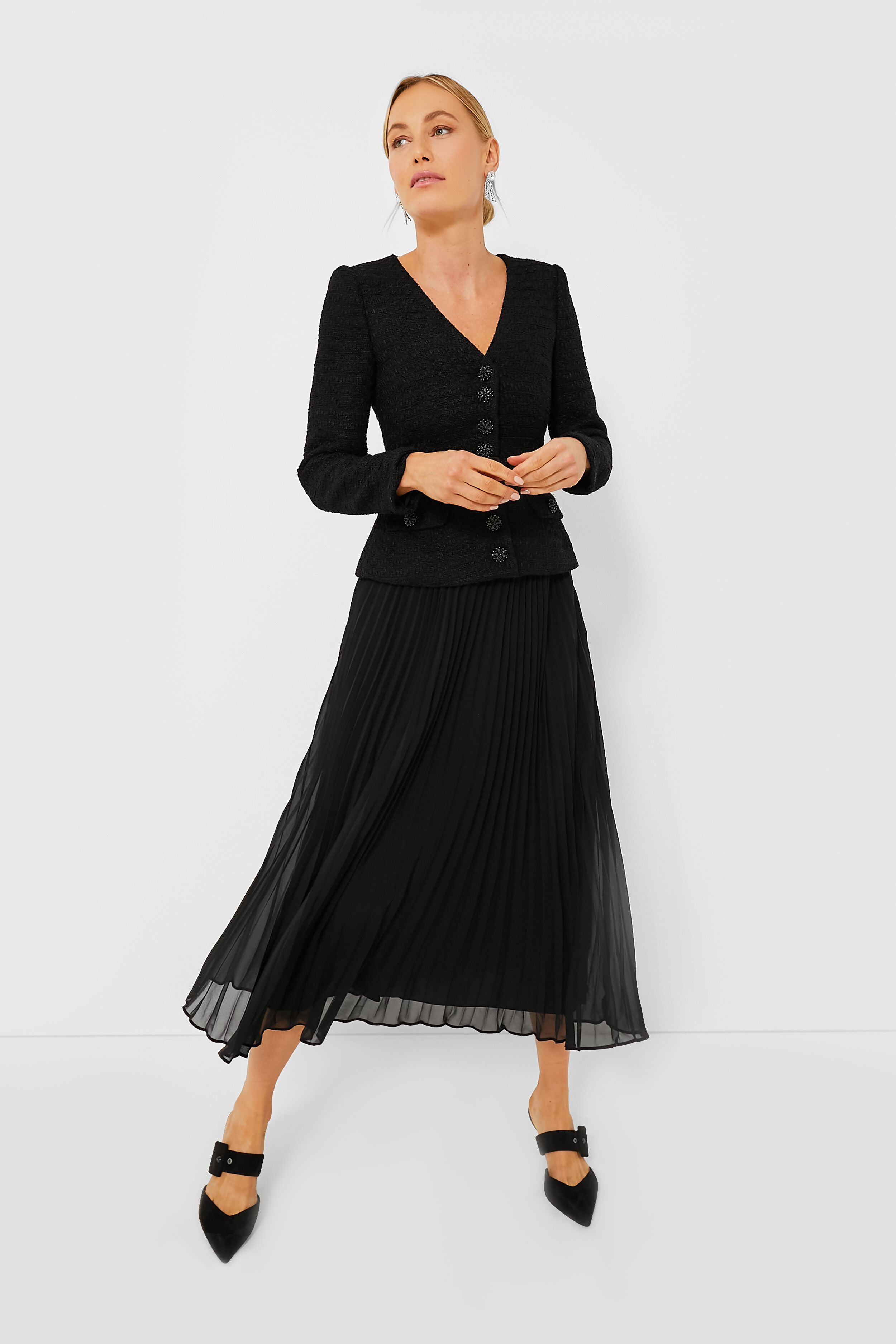 Black Boucle Chiffon Midi Dress Self Portrait Tuckernuck