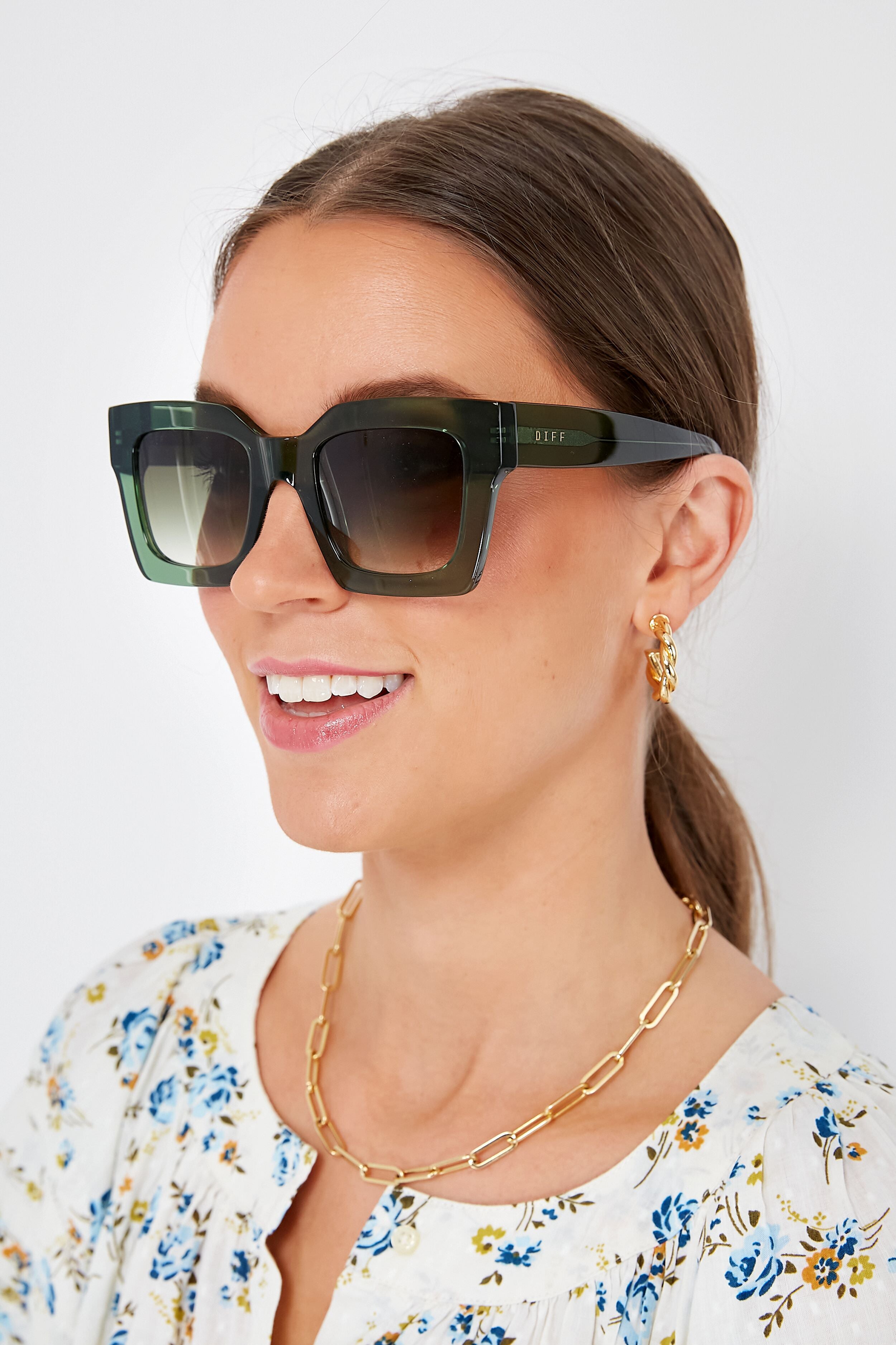Ariana II Square Sunglasses, Sage Crystal & G15 Gradient