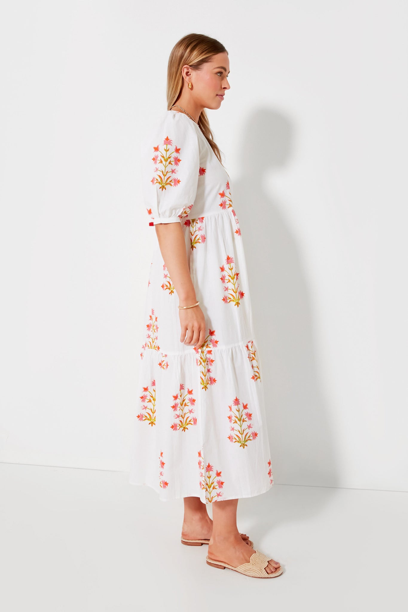 Exclusive Soft Rose and Tangerine Lily Print Gaia Dress | SZ