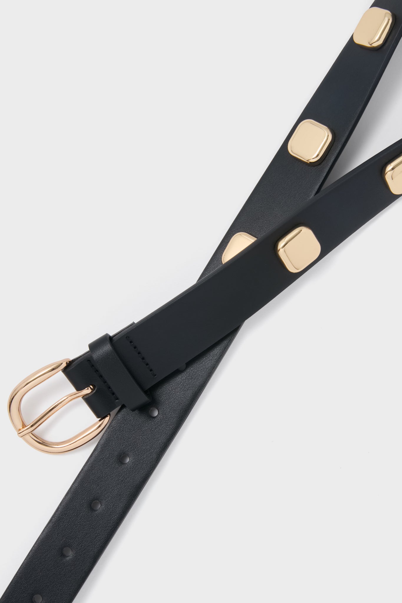 Black and Gold Flat Studded Belt