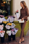 Cocoa Dot Stretch Jacquard Ashford Pants