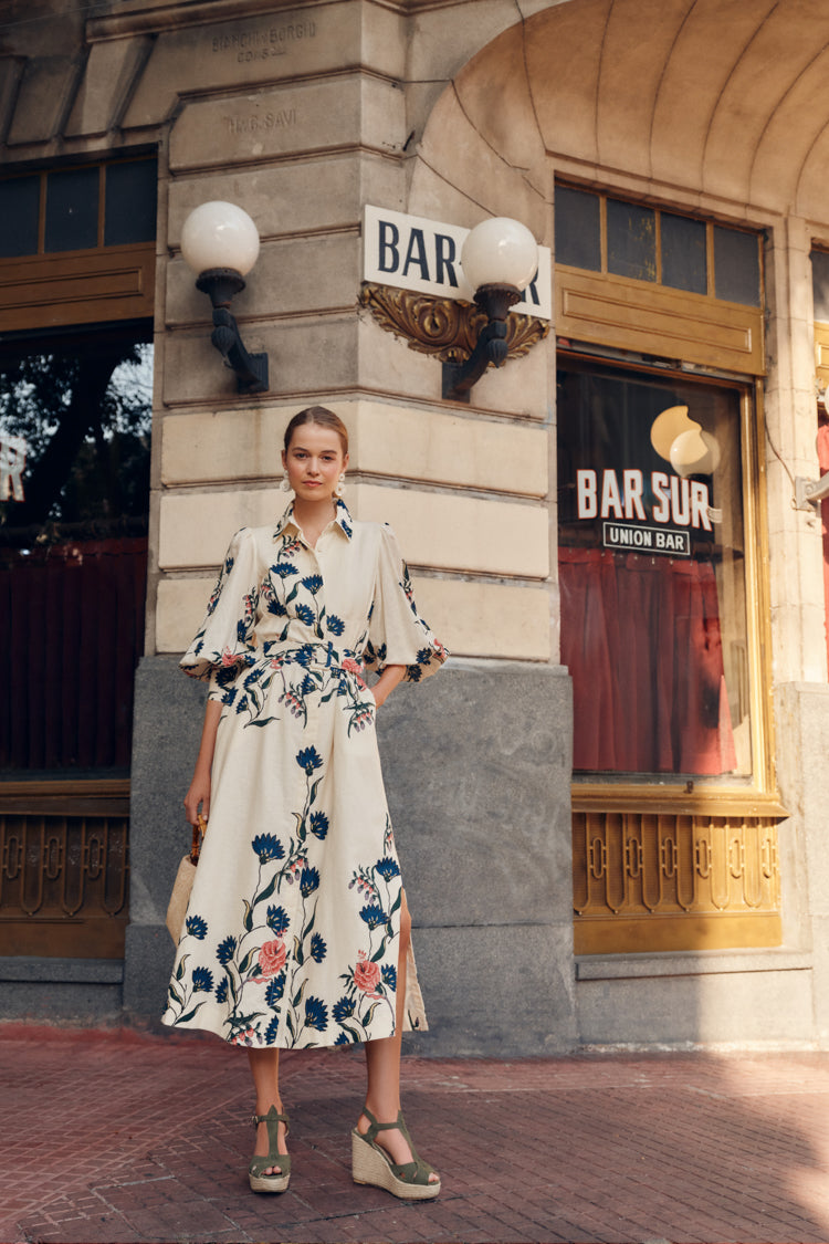 Belle Bouquet Cotton Linen Therese Dress