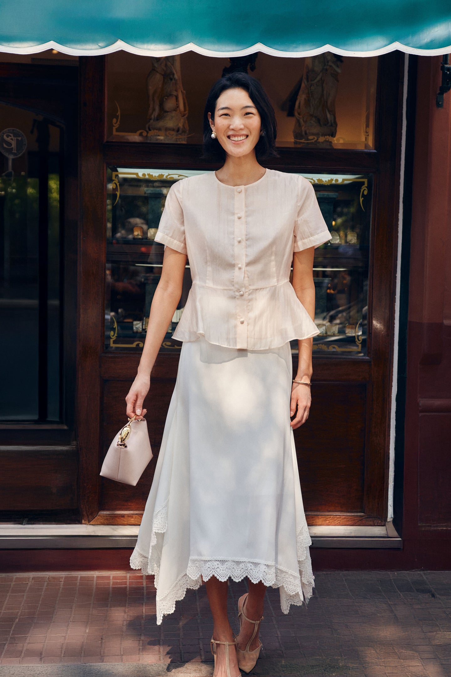 Ivory Pencil Midi Skirt