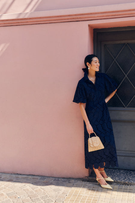 Navy Eyelet Delaney Dress