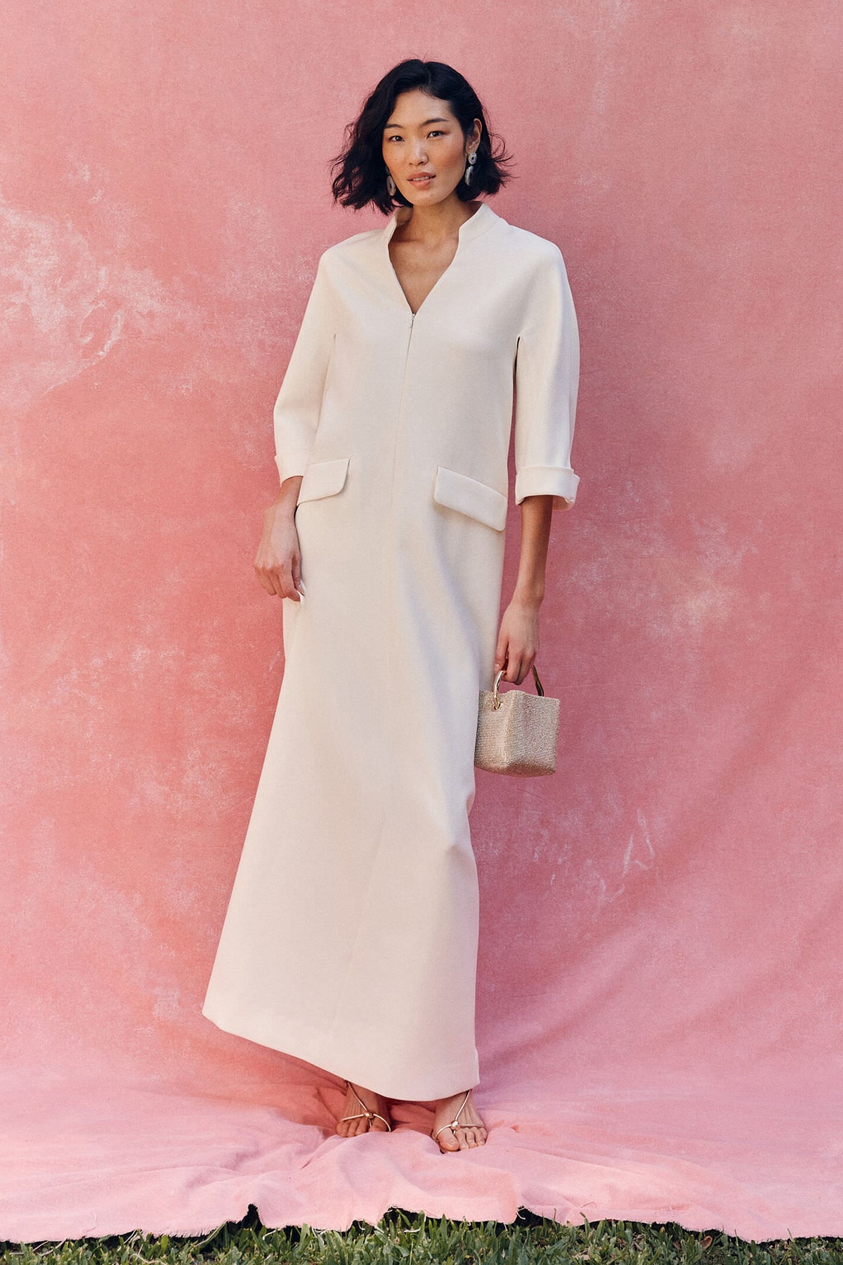 Ivory Crepe Carolina Maxi Dress