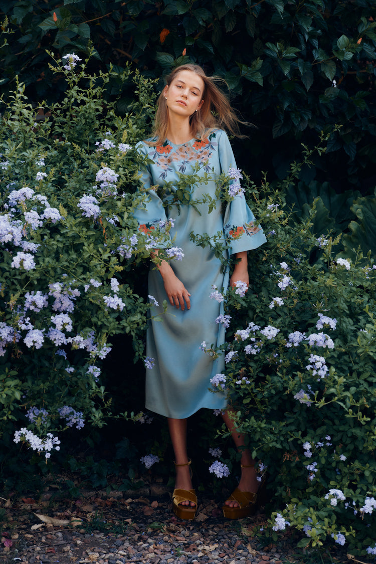 Cameo Blossom Embroidered Duchess Satin Jamie Dress | Tuckernuck