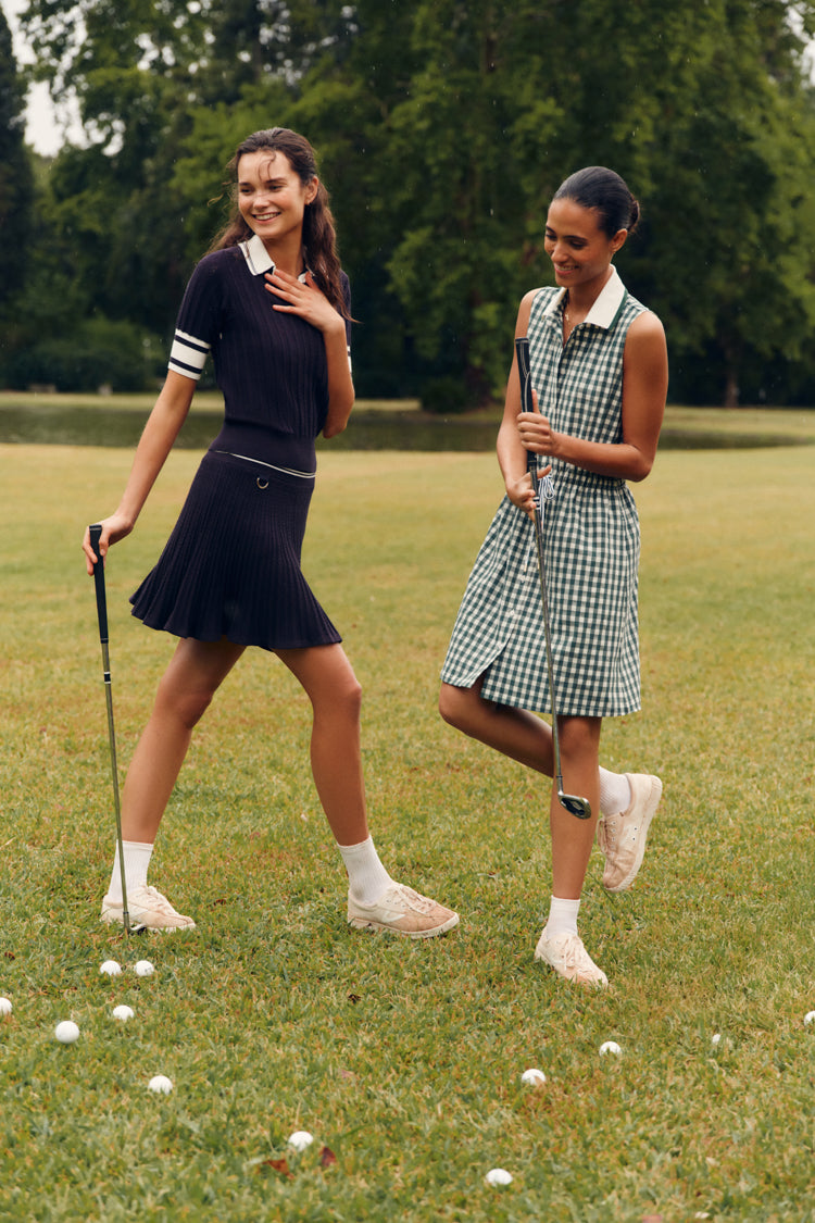 Eden Green Gingham Sleeveless Performance Seersucker Alcott Golf Dress | Tnuck Sport Eden Green Gingham Sleeveless Performance Seersucker Alcott Golf Dress | Tnuck Sport