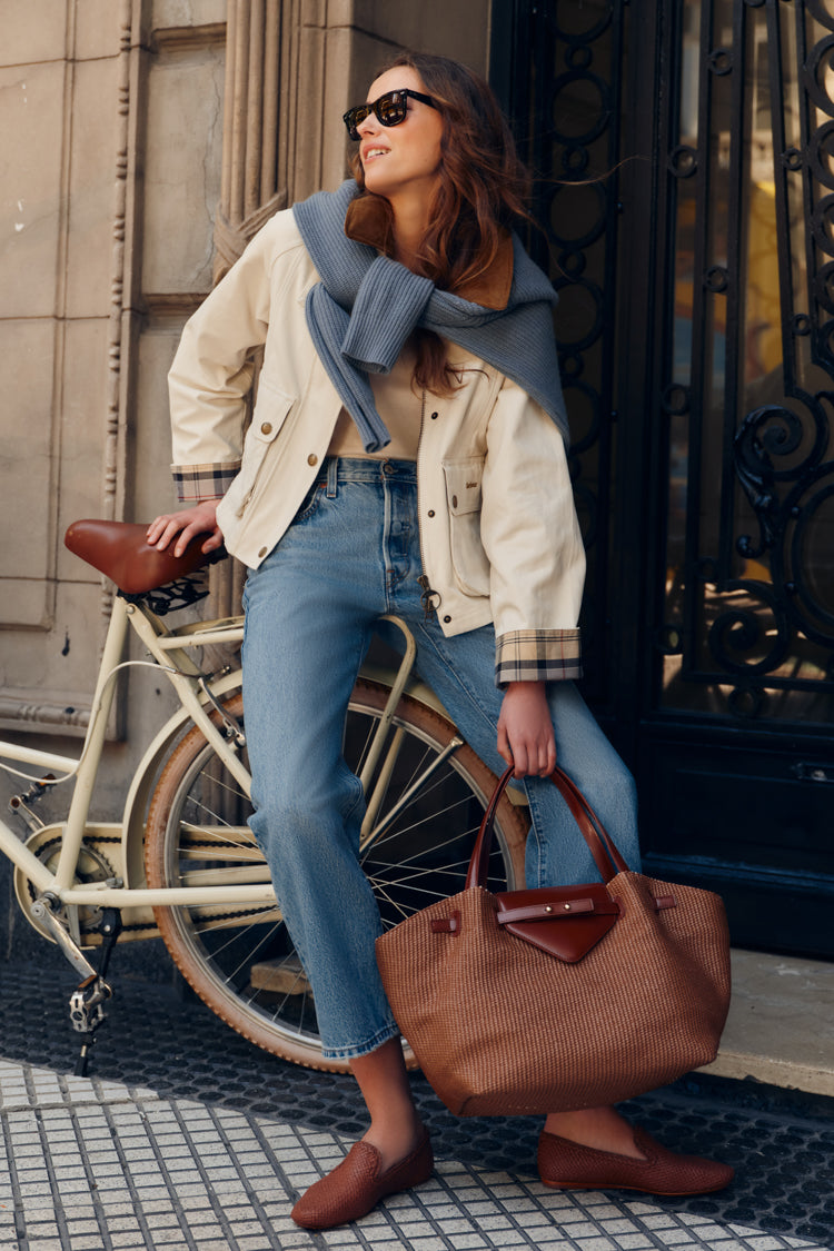 Cognac Raffia Blaine Tote