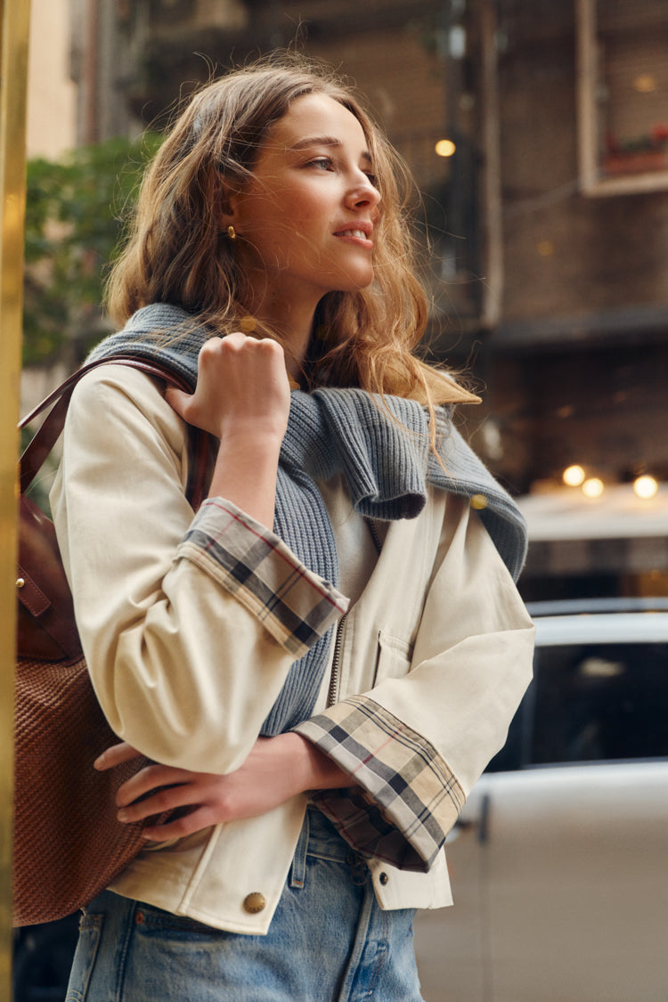 Light Pearl Cropped Beadnell Casual Jacket