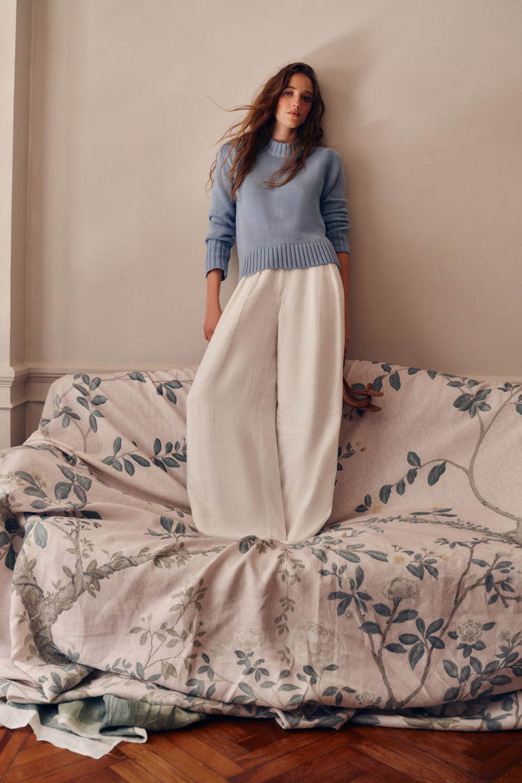 Blue Fog Cotton William Crewneck