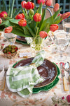 Gold Basket Place Card Holders add a classic touch to a high-end table setting with crystal goblets, gingham napkin, and floral centerpiece, creating an effortless, fun dining experience.