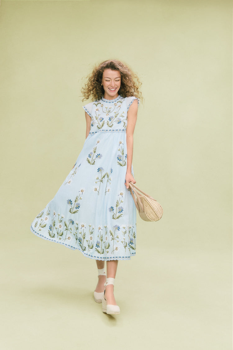 Blue Audra Embroidery Midi Dress | Sea New York Blue Audra Embroidery Midi Dress | Sea New York