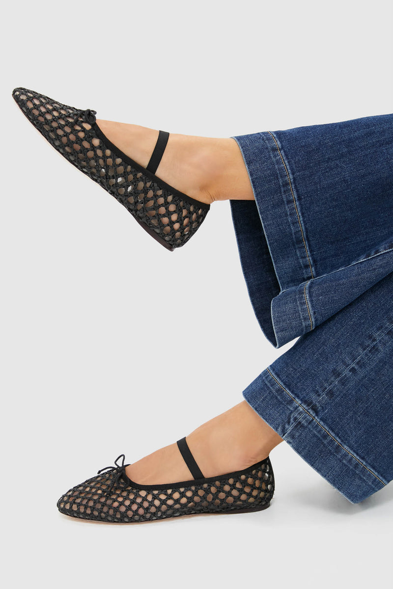 Black Crochet Leonie Flats