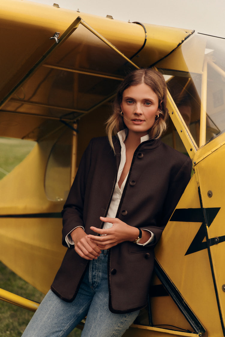 Chocolate Torte Velvet Trim Dalton Jacket