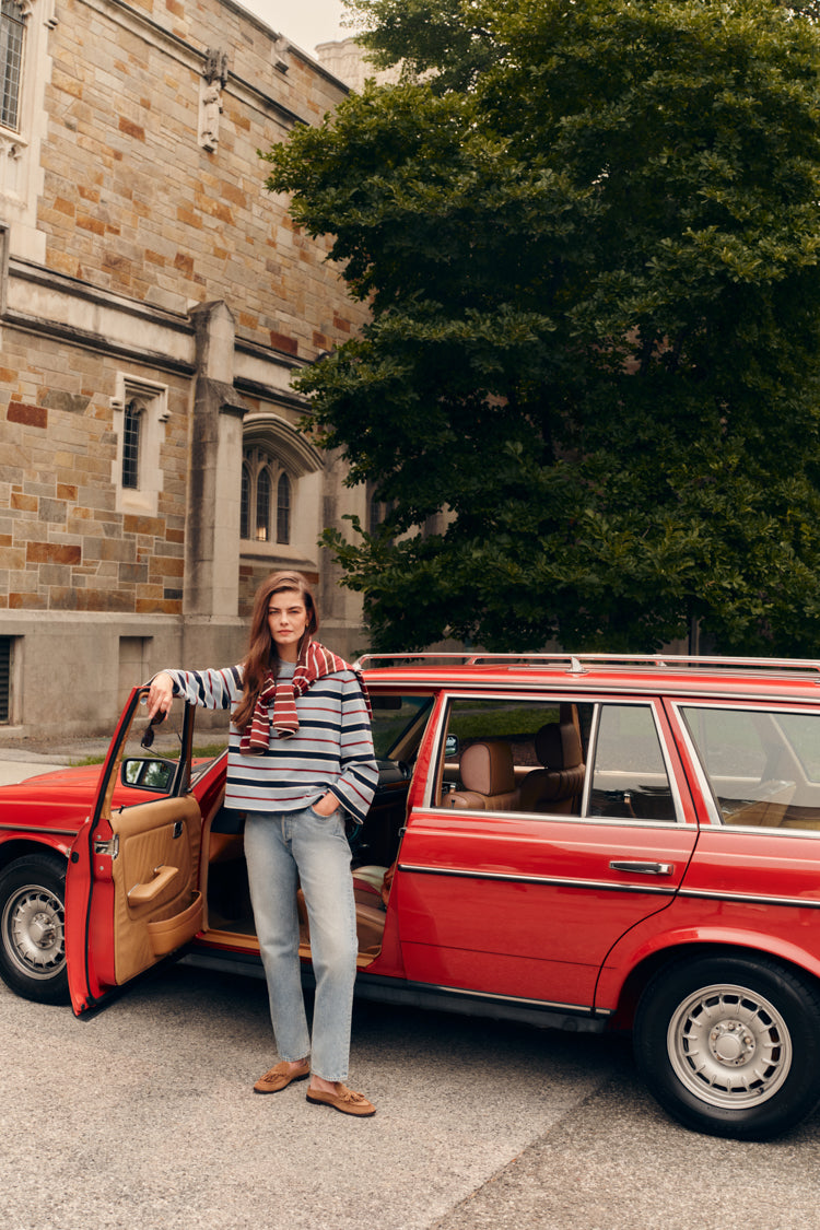 Crimson Collegiate Stripe Adler Tee