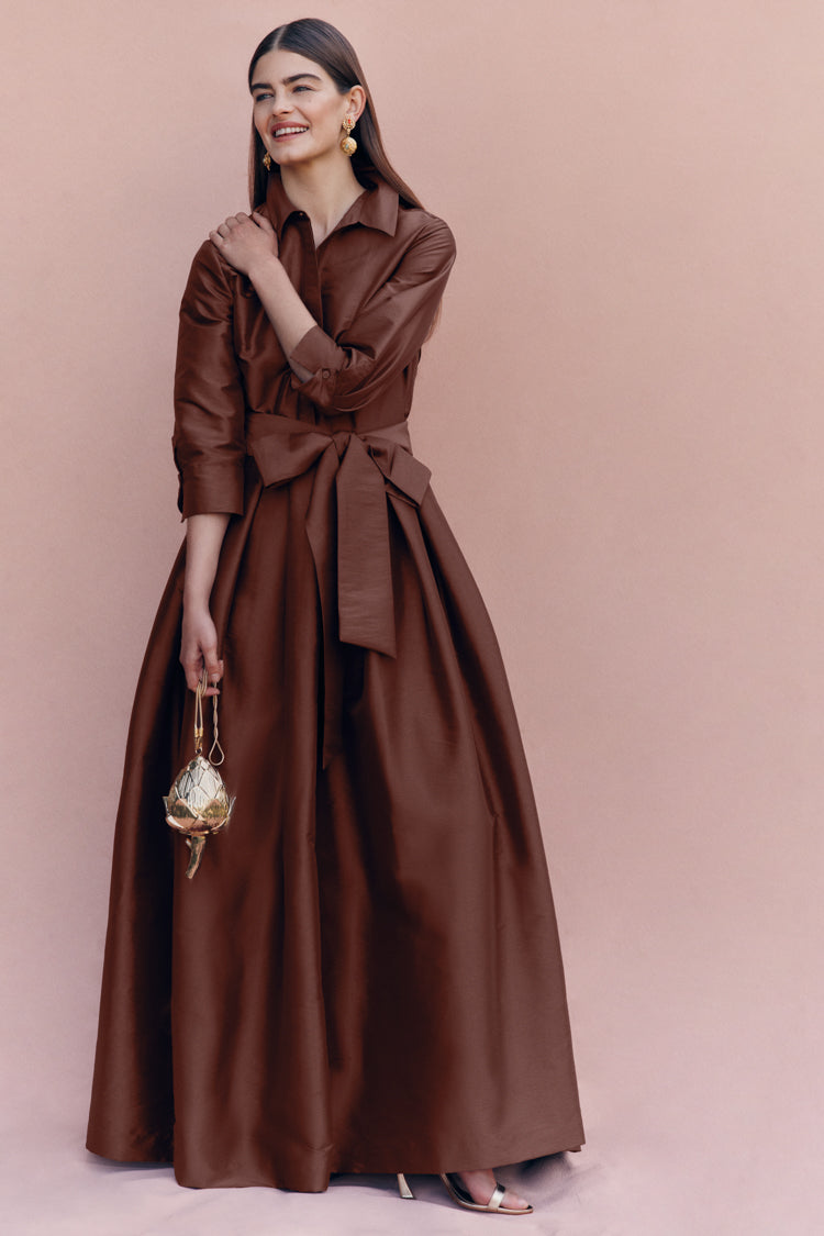 Exclusive Cognac Julip Belted Gown