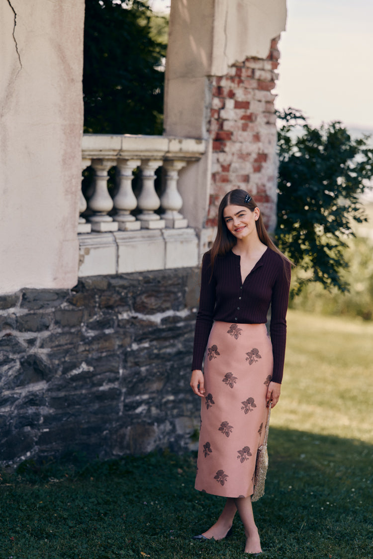 Apricot Jacquard Ellington Skirt