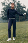 Navy Quilted Stretch Collared Colleen Pullover