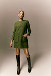 Olive Wool Boucle Pearson Dress