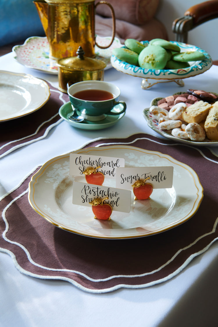 Gold and Orange Apple Place Card Holder Set of 4