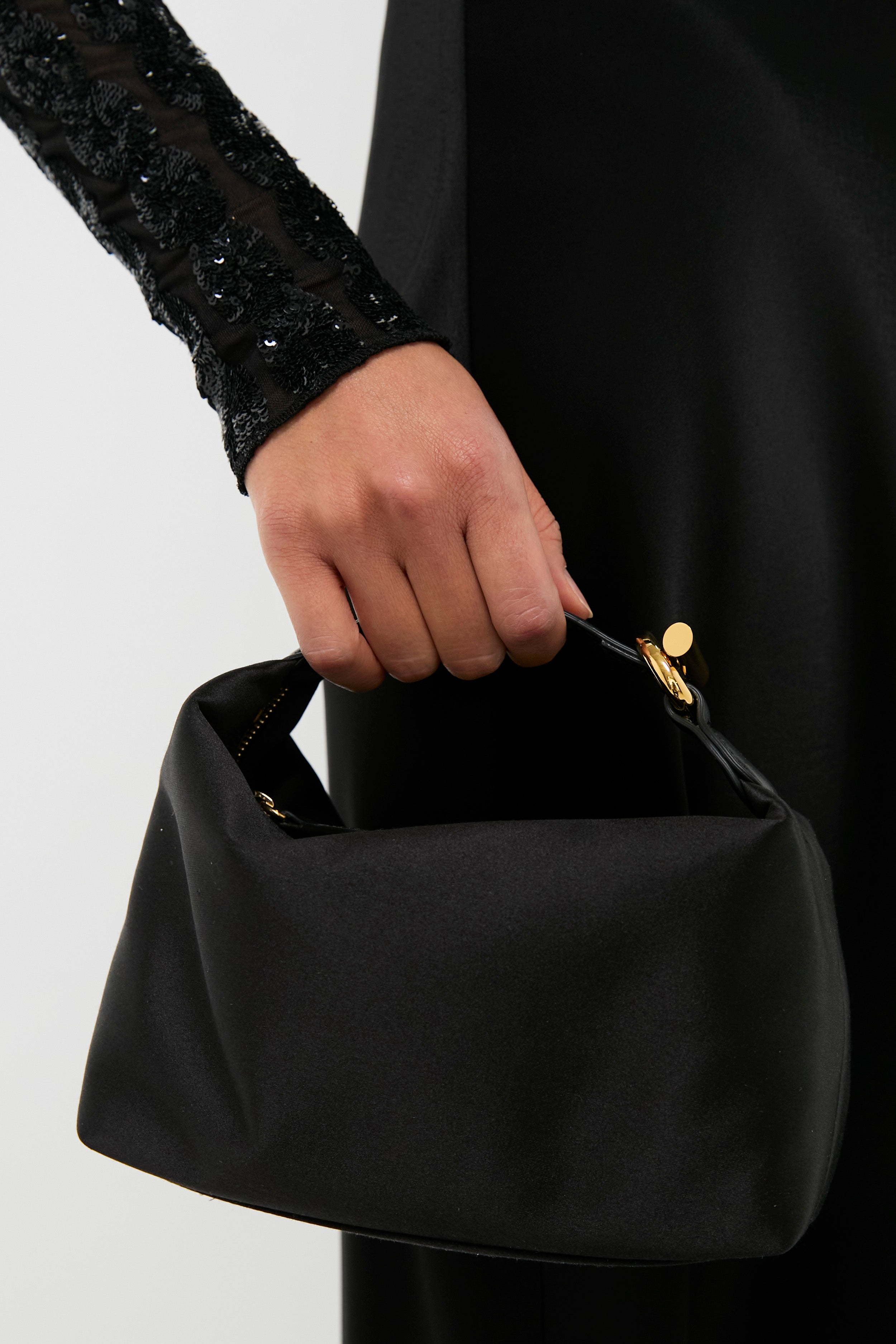 Black Satin Micro Pillow Pouch