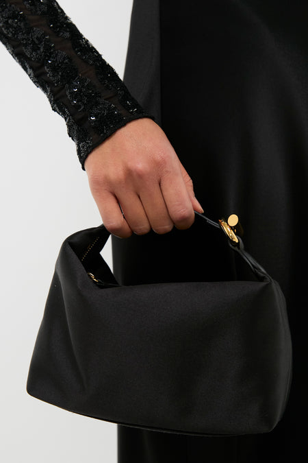 Black Satin Micro Pillow Pouch