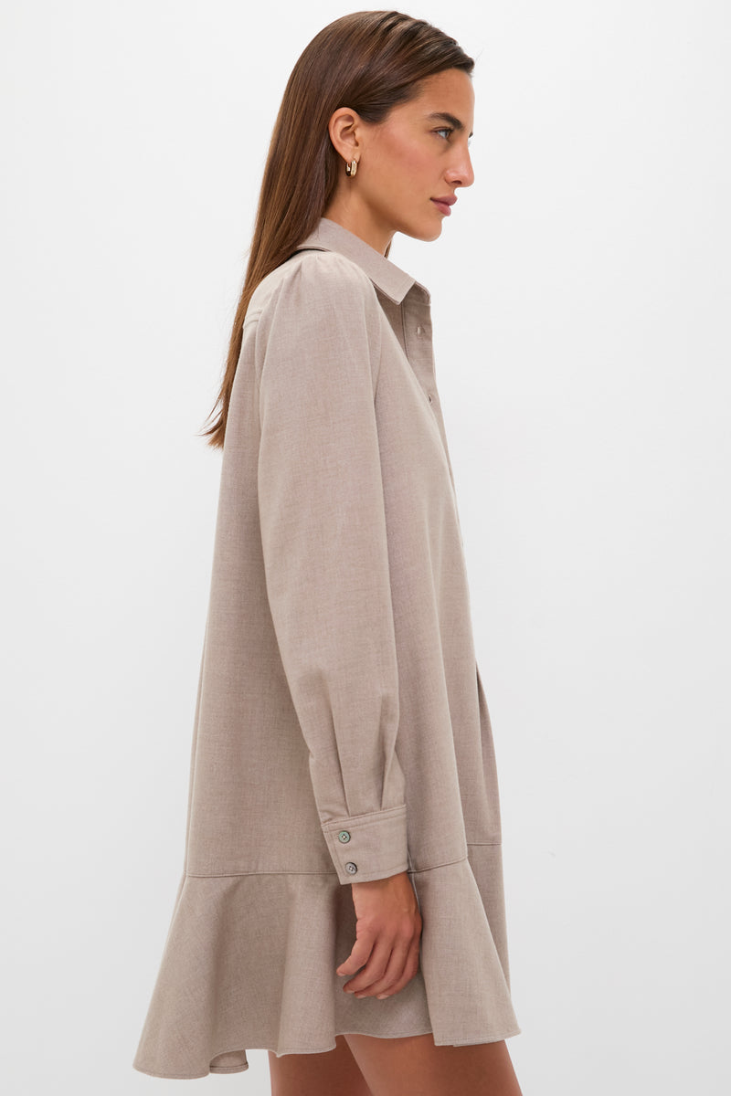 Taupe Brushed Wool Callahan Shirt Dress