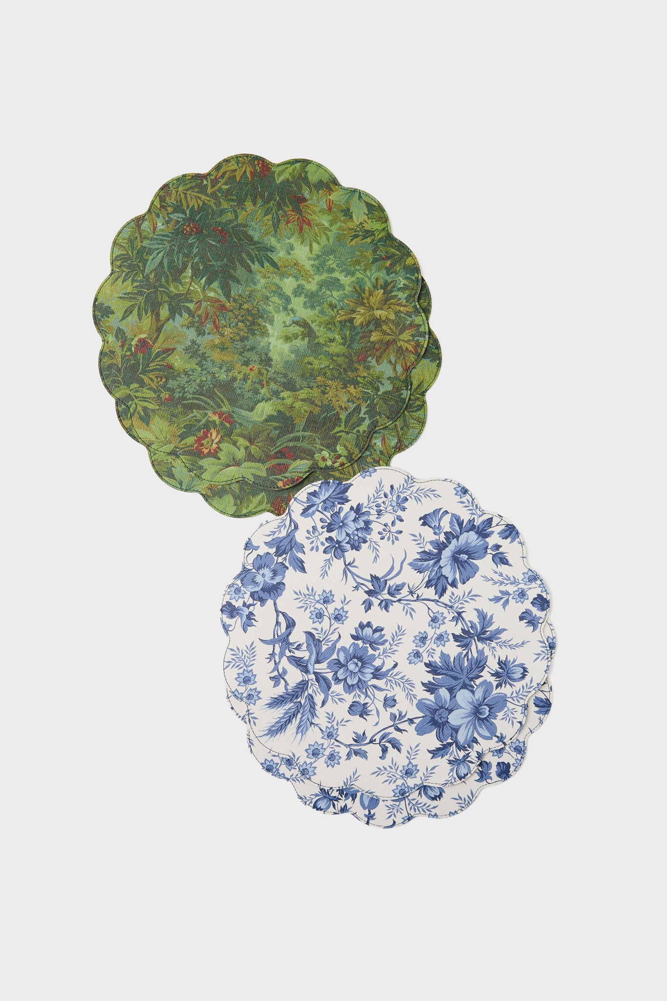 Delft Bloom and Forest Toile Reversible Wipeable Placemats Set of 4