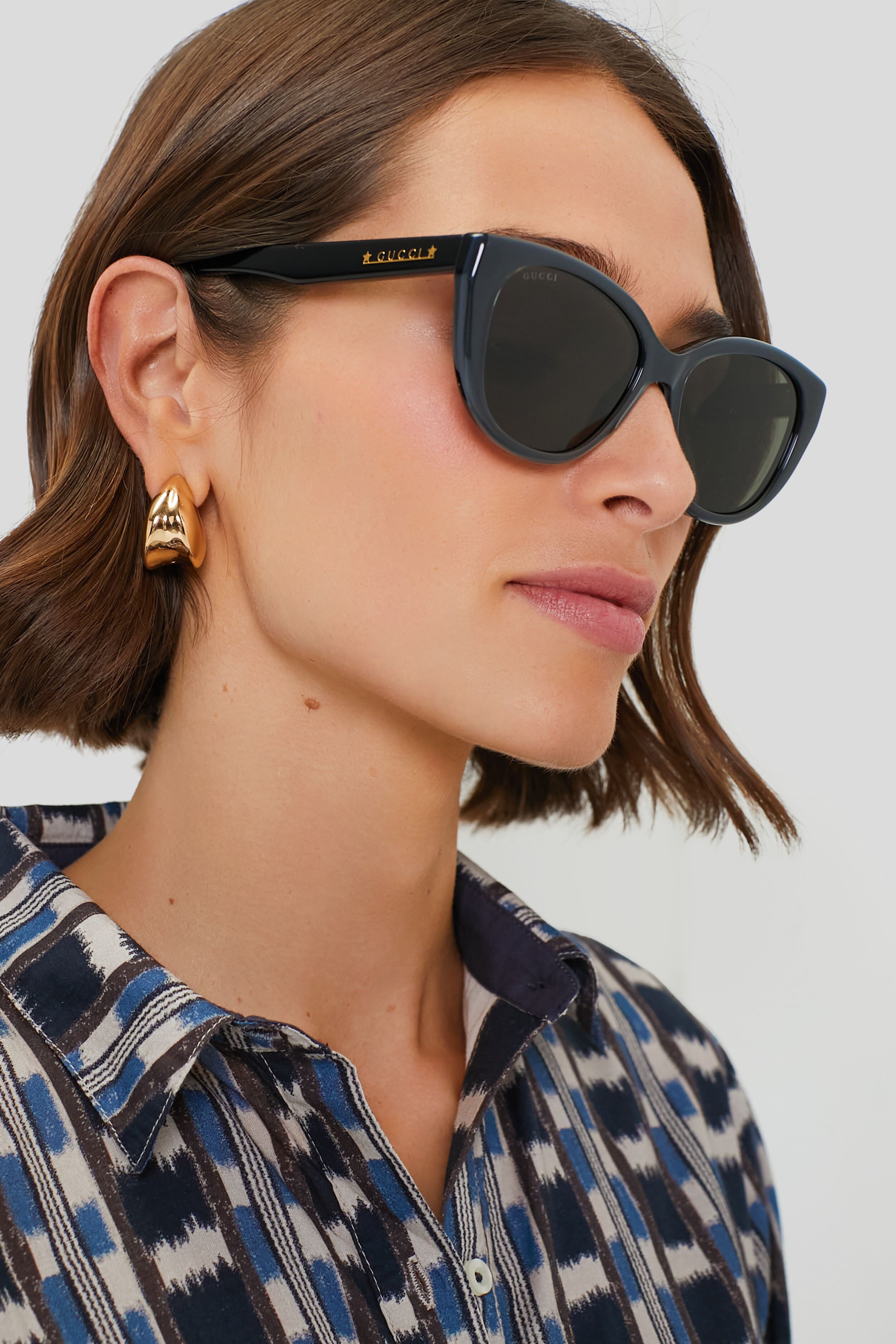 Shiny Black Cat Eye Sunglasses