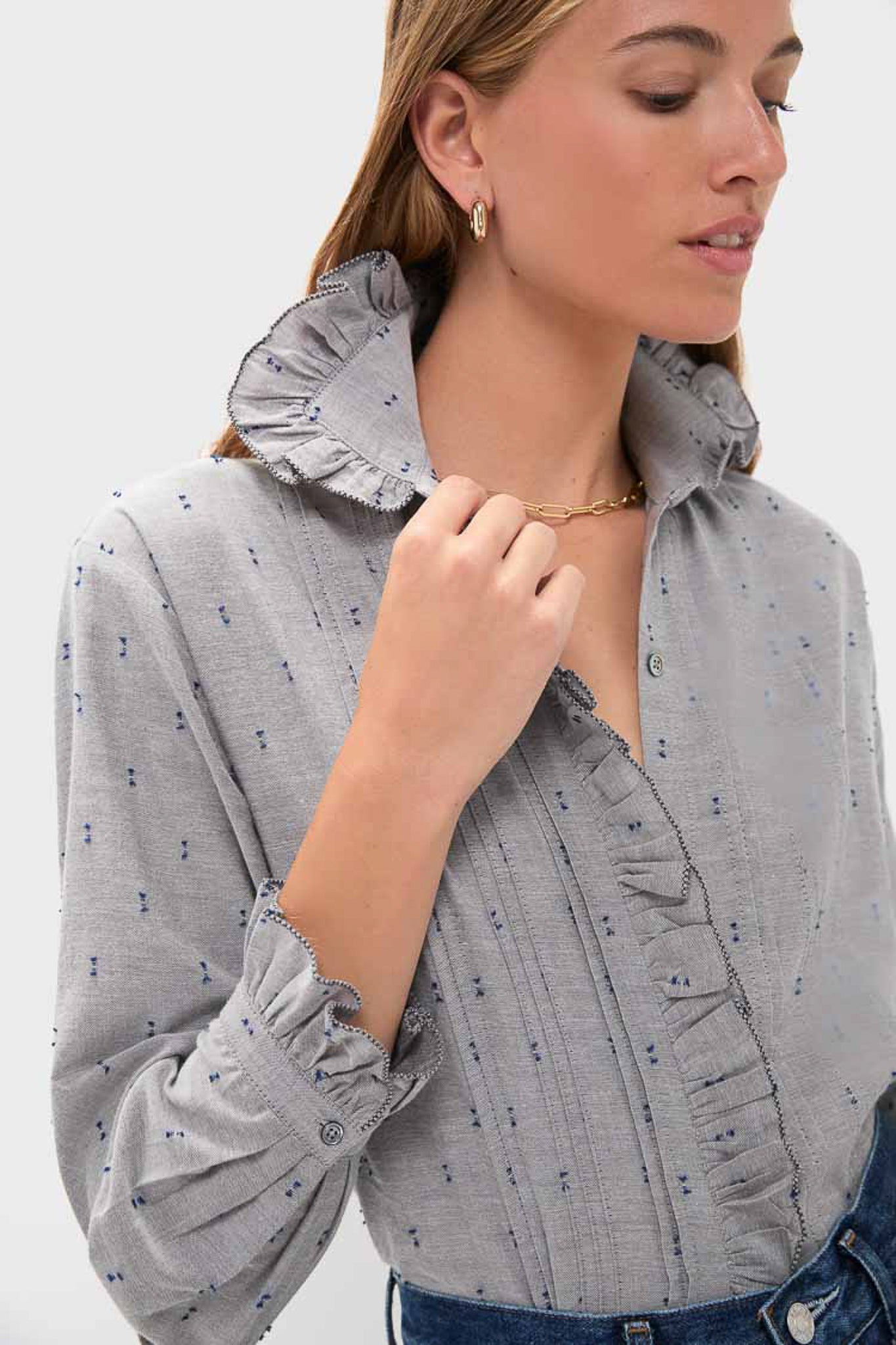 Indigo Dots French Heirloom Shirt