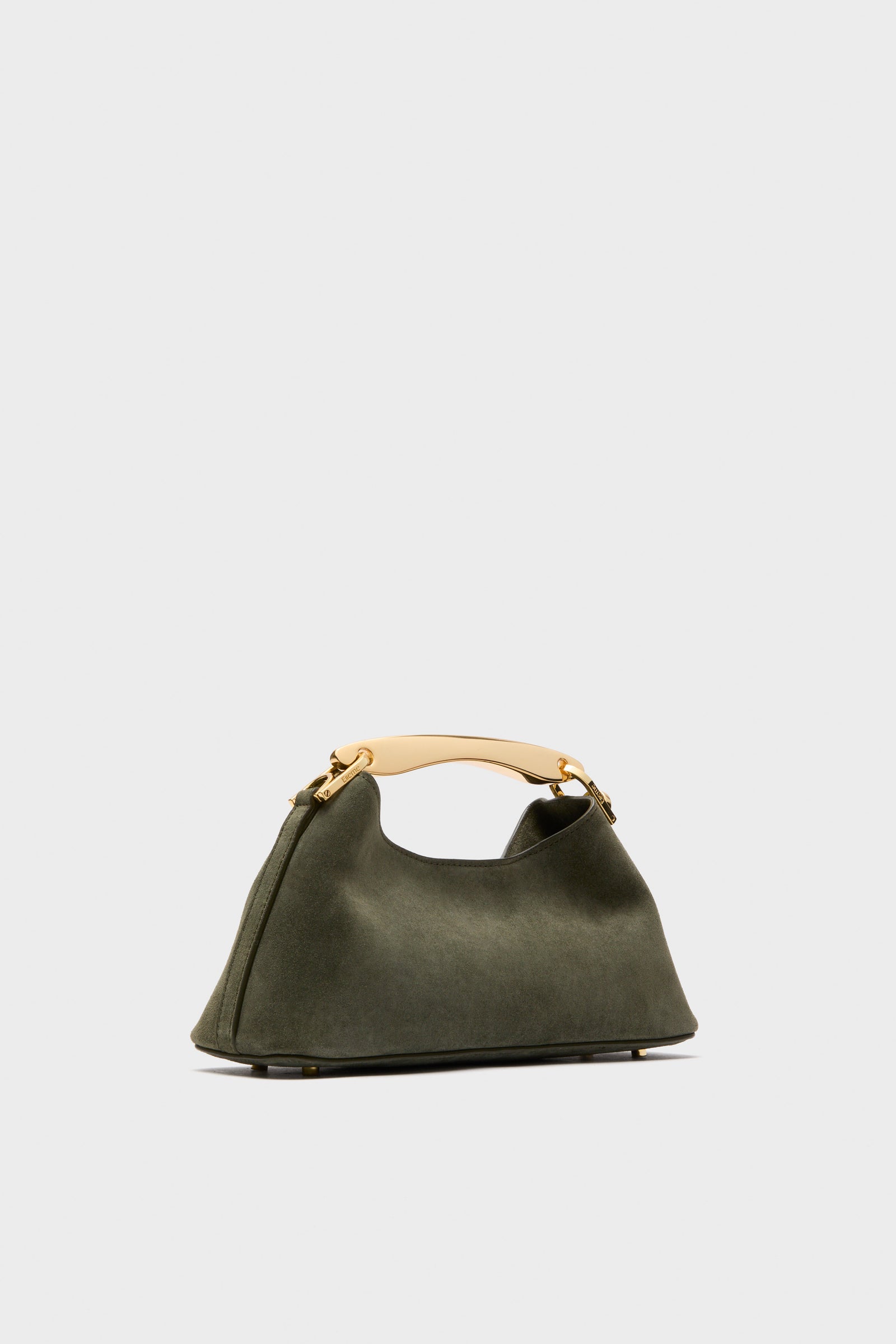 Khaki Suede Mini Boomerang Bag