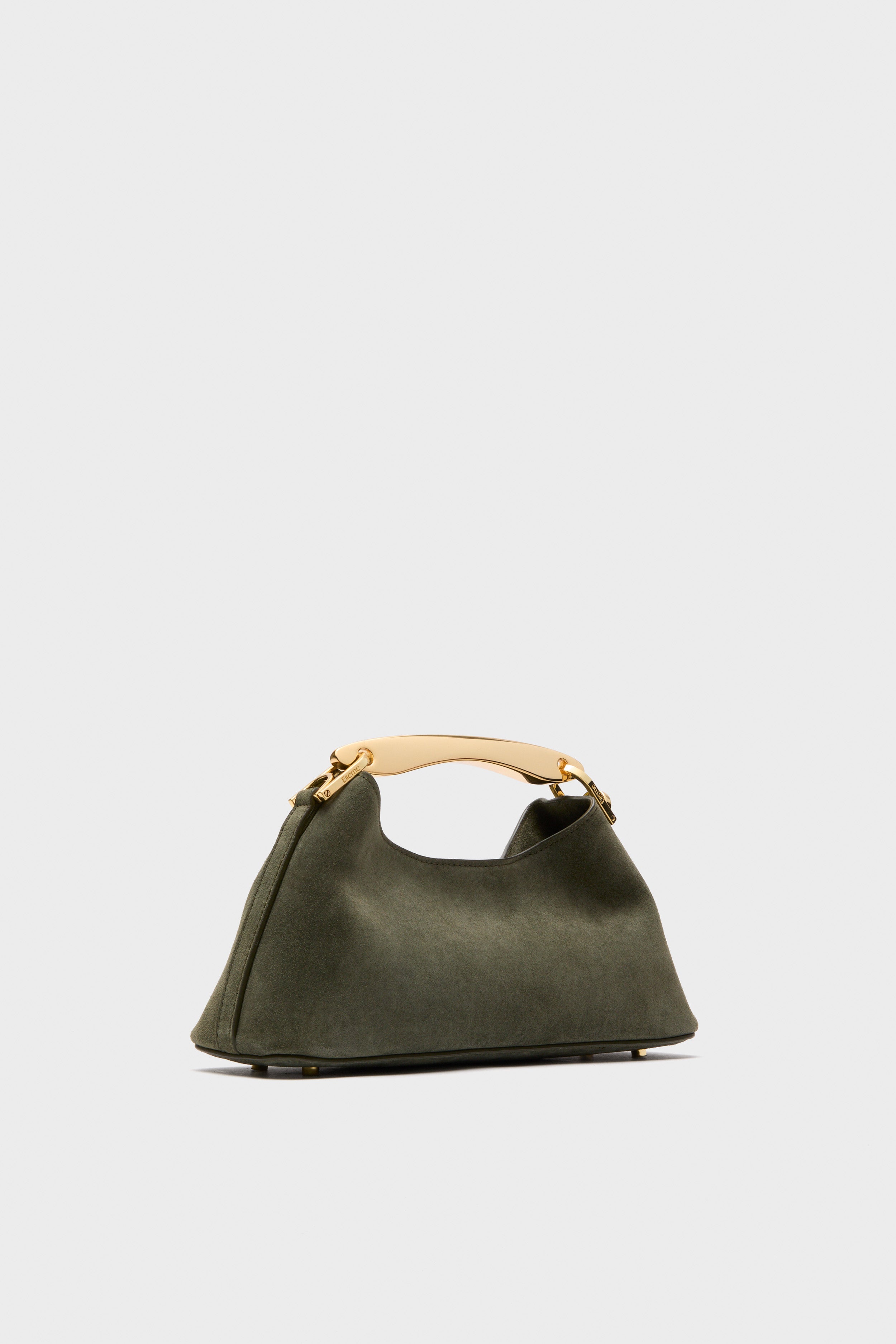 Khaki Suede Mini Boomerang Bag