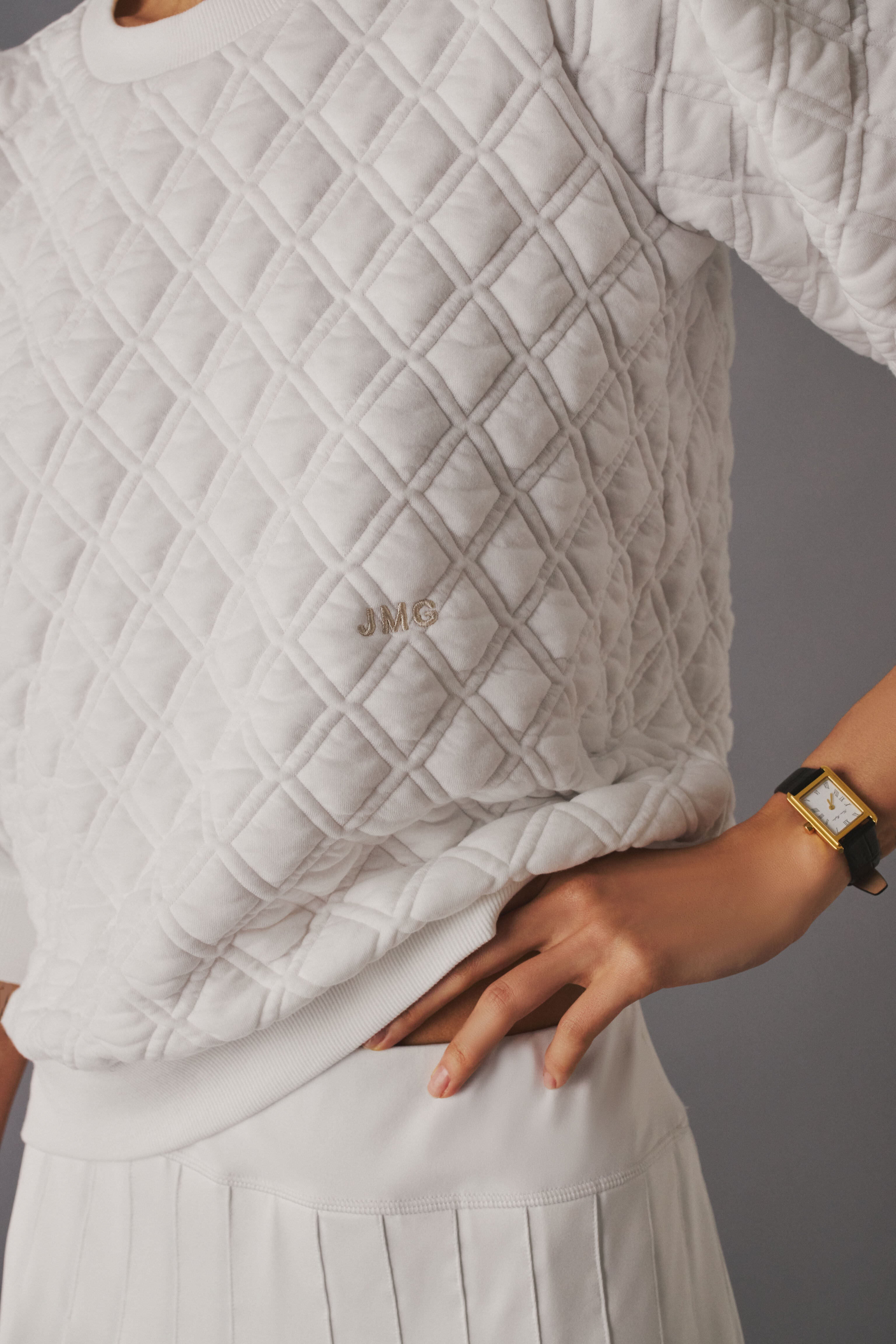 White Puff Sleeve Quilted Stretch Campbell Pullover | Tnuck Sport