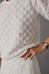 White Puff Sleeve Quilted Stretch Campbell Pullover