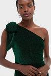 Emerald One Shoulder Ainslee Midi Dress