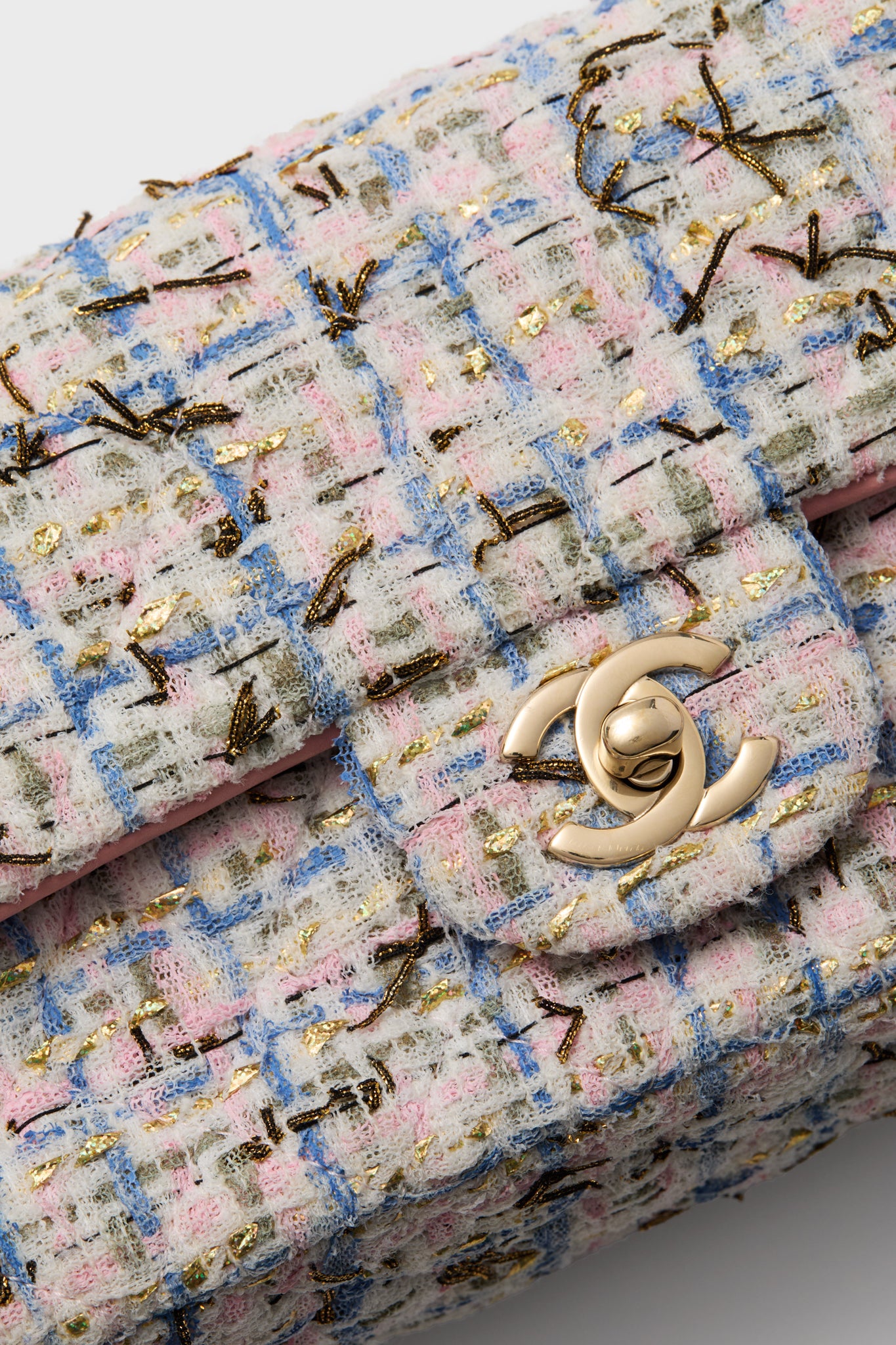 CHANEL Pink Tweed Mini Matelasse Crossbody