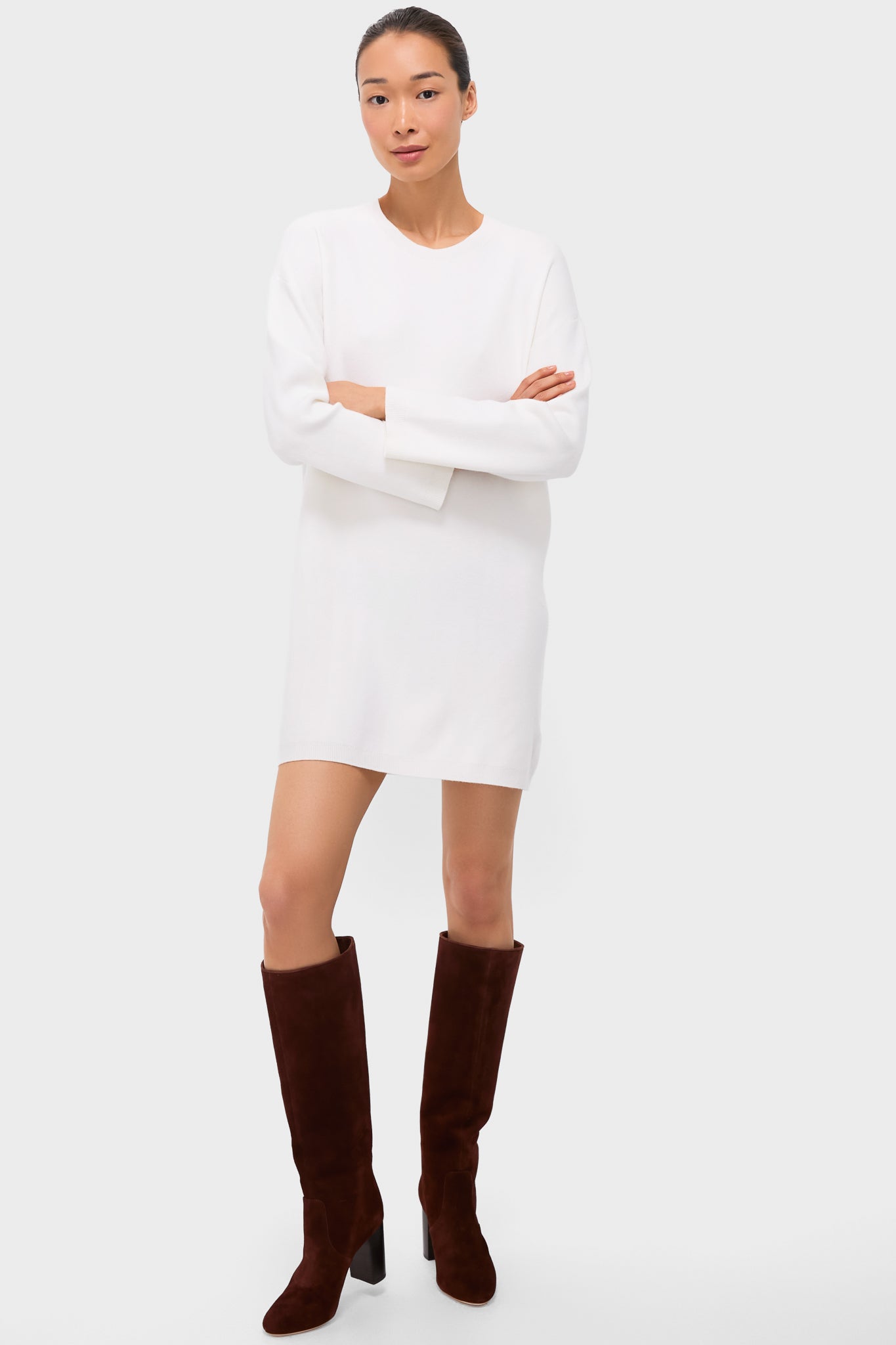 Winter White Vivianne Crewneck Dress Pomander Place White / S Winter White Vivianne Crewneck Dress Pomander Place White / S