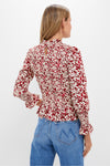 Red & Cream Floral Smocked Cynthia Blouse